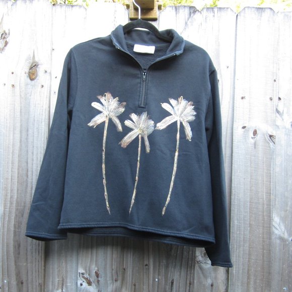 Woman's Black/Gold Floral Victoria 1/4 Zip Pull-Over - Picture 1 of 9